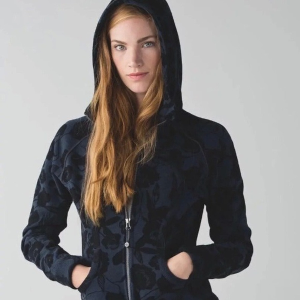 Lululemon Scuba Hoodie, Black & Blue Floral